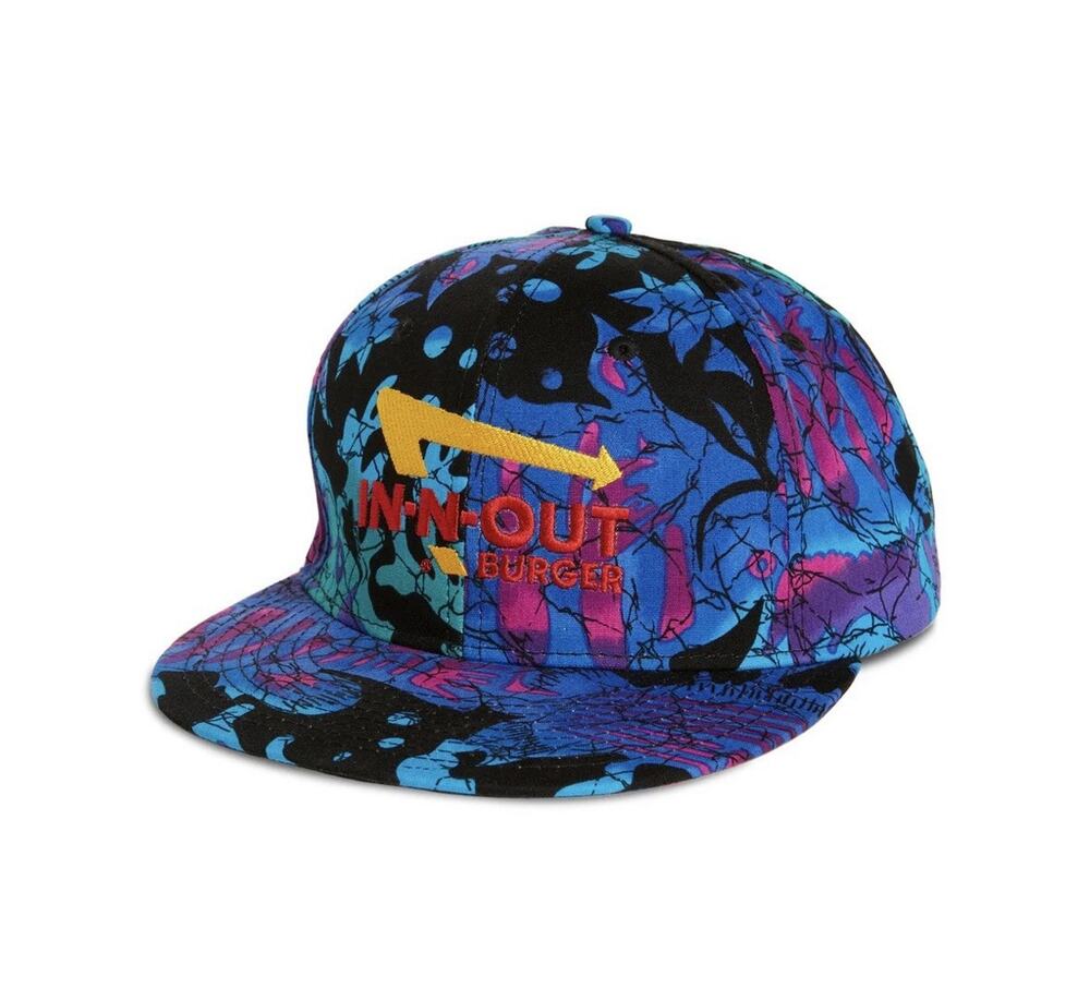 IN N OUT BURGER Blue Neon Retro Hat W/ Black Adjustable Snap Back Baseball Cap